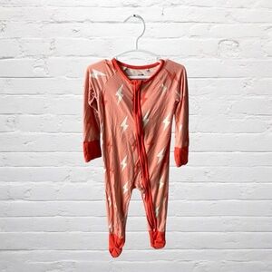 Boutique // Bamboo Pink Lightning Bolt Kids One Piece Zippy Pajamas